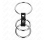 Kink Ring Power KINK - TRIPLE METAL PENIS RING 3.7 CM TO 5 CM CONNECTED WITH LEATHER