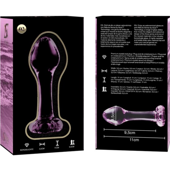 Nebula Series By Ibiza MODEL 2 ANAL PLUG BOROSILICATE GLASS PINK 11 CM -O- 3.5 CM