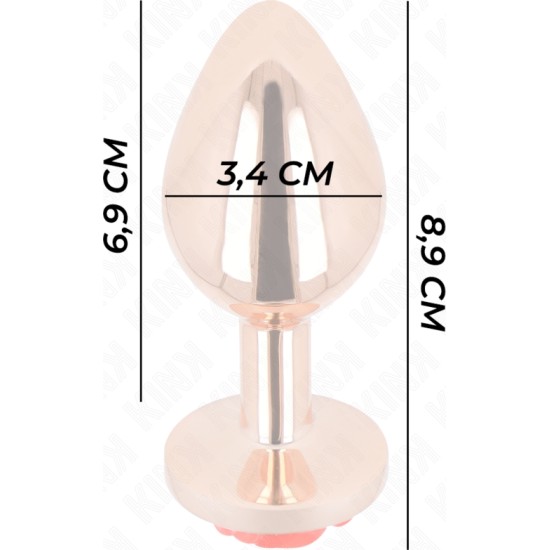 Kink Pleasure Plugs KINK - PINK GOLD ANAL PLUG WITH RED ROSE M