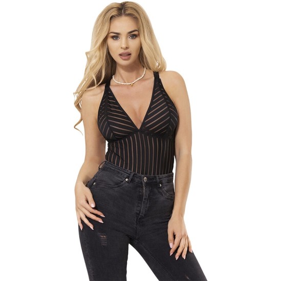 Subblime Bodystockings SUBBLIME - 954154 BODY WITH GARTER BELT BLACK L/XL