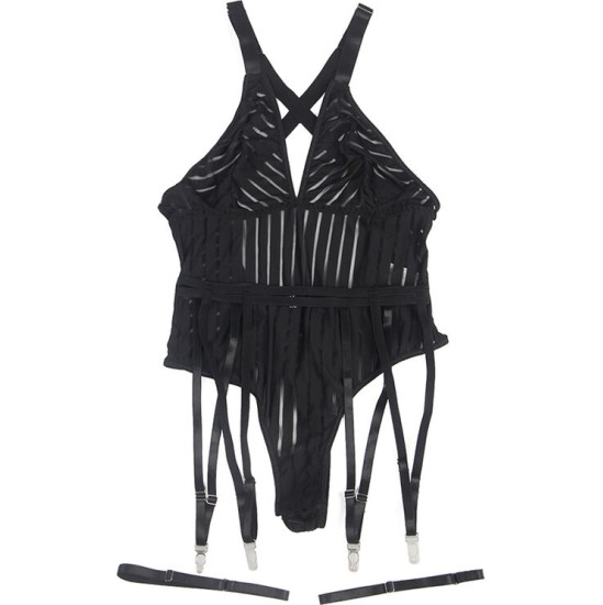 Subblime Bodystockings SUBBLIME - 954154 BODY WITH GARTER BELT BLACK L/XL