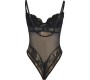 Subblime Bodies SUBBLIME - 955618 LACE BODYSUIT WITH BOTTOM CLOSURE BLACK S/M