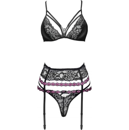 Livco Corsetti Sets LIVCO CORSETTI FASHION - SNEHANA LC 90443 BRA + GARTER BELT + PANTY BLACK