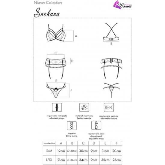 Livco Corsetti Sets LIVCO CORSETTI FASHION - SNEHANA LC 90443 BRA + GARTER BELT + PANTY BLACK