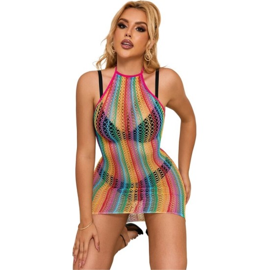 Subblime Dresses SUBBLIME - 952341 RAINBOW FISHNET DRESS ONE SIZE
