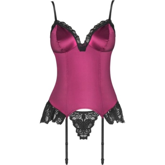 Livco Corsetti Sets LIVCO CORSETTI FASHION - AGRAFENA CF 90436 CORSET + THONG BURGUNDY L/XL