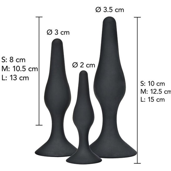 Toyjoy ANAL PLAY CURVY COMPANIONS ANAL PLUG 3 PIECES BLACK