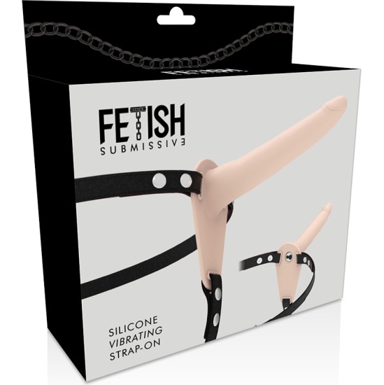 Fetish Submissive Harness FLESH SILICONE VIBRATOR 15 CM