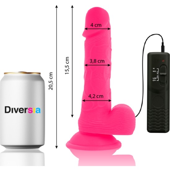 Diversia FLEXIBLE VIBRATING DILDO PINK 20.5 CM -O- 4.2 CM