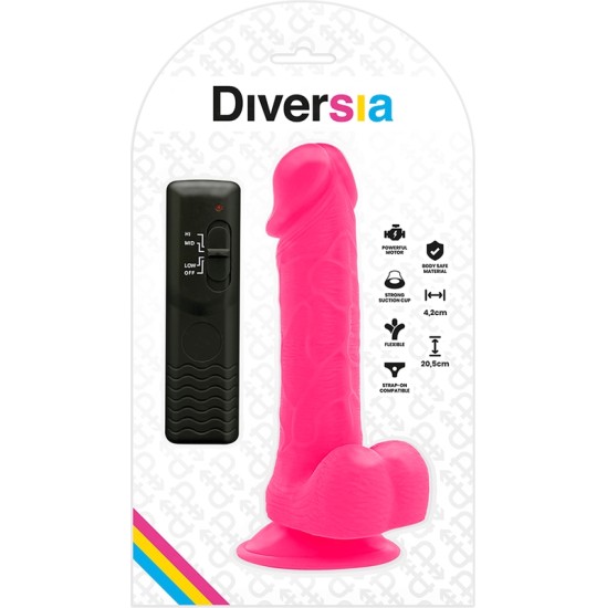 Diversia FLEXIBLE VIBRATING DILDO PINK 20.5 CM -O- 4.2 CM