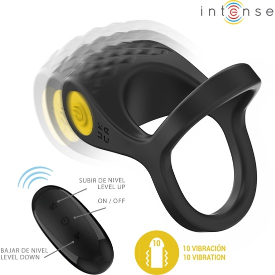 Intense Couples Toys INTENSE - ALEX VIBRATOR DOUBLE PENIS RING 10 VIBRATIONS BLACK