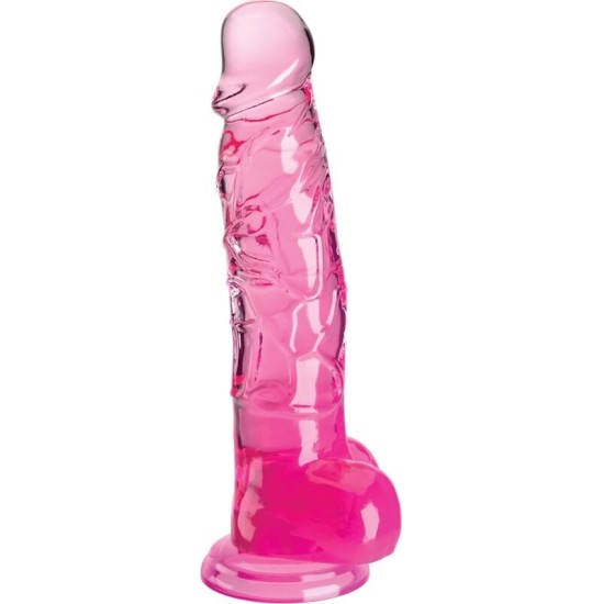 King Cock CLEAR REALISTIC PENIS WITH BALLS 16.5 CM PINK
