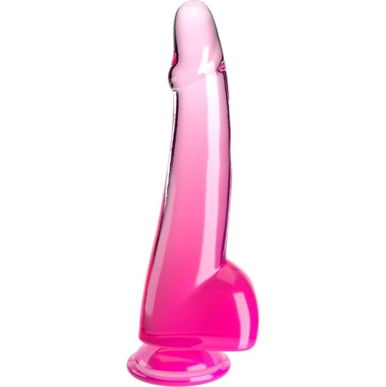 King Cock CLEAR DILDO WITH TESTICLES 19 CM PINK