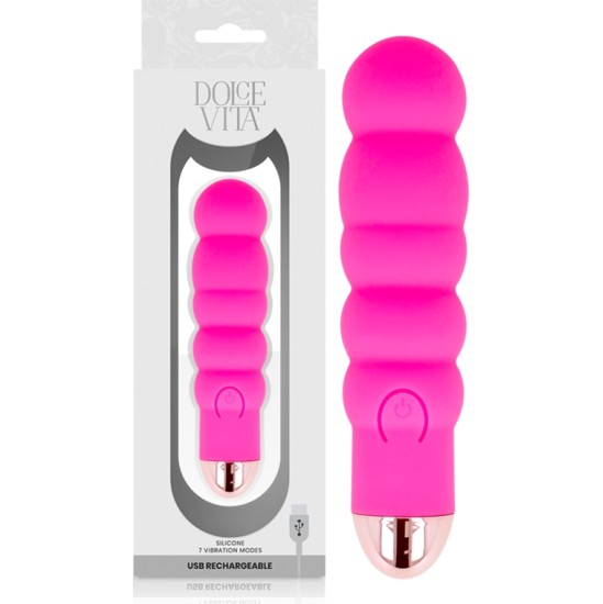 Dolce Vita RECHARGEABLE VIBRATOR SIX PINK 7 SPEEDS