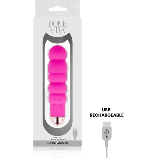Dolce Vita RECHARGEABLE VIBRATOR SIX PINK 7 SPEEDS