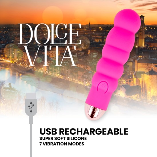 Dolce Vita RECHARGEABLE VIBRATOR SIX PINK 7 SPEEDS