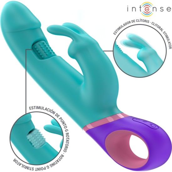 Intense Fun INTENSE - MONICA RABBIT VIBRATOR WITH ROTATING G-SPOT STIMULATOR BLUE