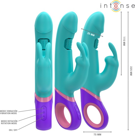 Intense Fun INTENSE - MONICA RABBIT VIBRATOR WITH ROTATING G-SPOT STIMULATOR BLUE