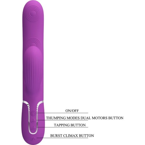 Pretty Love PERLITA 3 IN 1 MULTIFUNCTION RABBIT VIBRATOR PURPLE