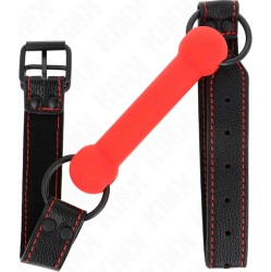Kink Collar & Gag KINK - BONE GAG WITH LEATHERETTE STRAP RED ADJUSTABLE 41-57 CM