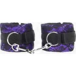 Kink Wrist Restraint KINK - SHORT VELVET LACE WRIST RESTRAINTS AND NYLON BIND PURPLE / BLACK 23 X 6.5 CM