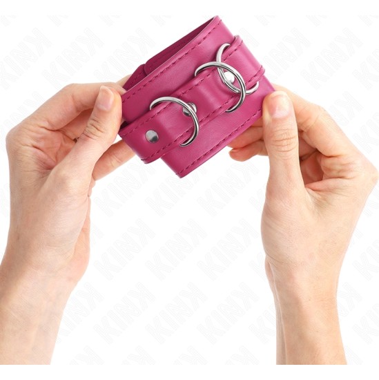 Kink Wrist Restraint KINK - 3 D-RING WRIST RESTRAINTS ADJUSTABLE PINK 17.5-25 CM X 6 CM