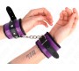 Kink Wrist Restraint KINK - PREMIUM FUR LINED WRIST RESTRAINTS BLACK WITH PURPLE / BLACK BELT ADJUSTABLE 17-29 CM X 6 CM