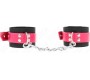 Kink Wrist Restraint KINK - NYLON WRIST RESTRAINTS BLACK WITH LEATHERETTE BELT RASPBERRY ROSE ADJUSTABLE 19-29 CM X 5.1 CM