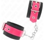Kink Wrist Restraint KINK - NYLON WRIST RESTRAINTS BLACK WITH LEATHERETTE BELT RASPBERRY ROSE ADJUSTABLE 19-29 CM X 5.1 CM
