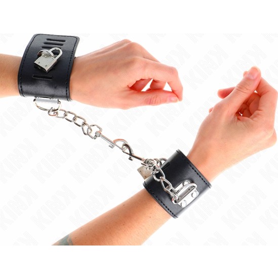 Kink Wrist Restraint KINK - WRIST RESTRAINTS WITH PADLOCK CLOSURE BLACK ADJUSTABLE 16-23 CM X 5.5 CM