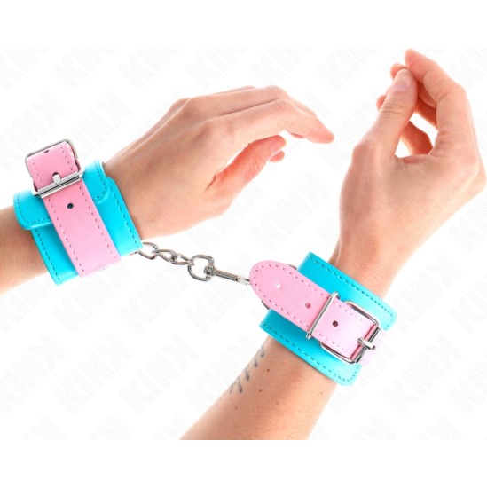 Kink Wrist Restraint KINK - CUTE WRIST RESTRAINTS BLUE / PINK ADJUSTABLE 16-28 CM X 5 CM