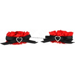 Kink Wrist Restraint KINK - LACE ELASTIC WRIST RESTRAINTS RED HEART DETAILS ADJUSTABLE 22-35 CM