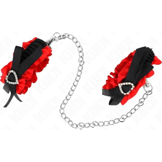Kink Wrist Restraint KINK - LACE ELASTIC WRIST RESTRAINTS RED HEART DETAILS ADJUSTABLE 22-35 CM