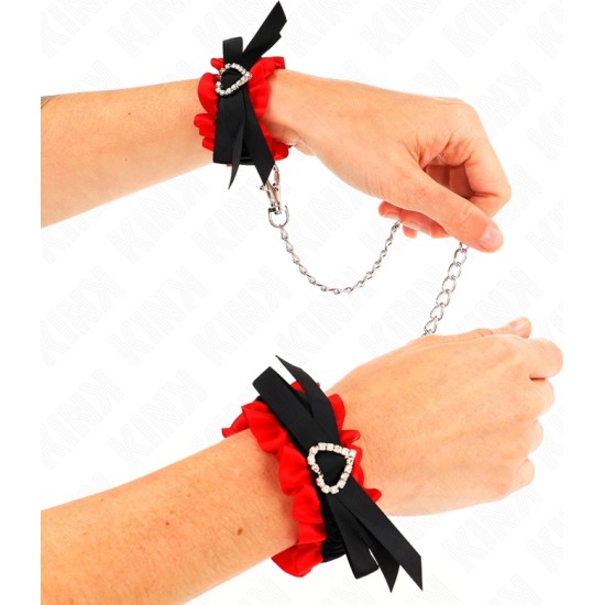 Kink Wrist Restraint KINK - LACE ELASTIC WRIST RESTRAINTS RED HEART DETAILS ADJUSTABLE 22-35 CM