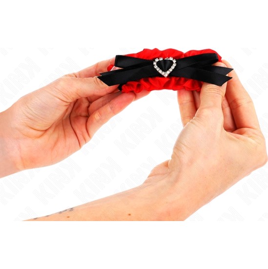 Kink Wrist Restraint KINK - LACE ELASTIC WRIST RESTRAINTS RED HEART DETAILS ADJUSTABLE 22-35 CM