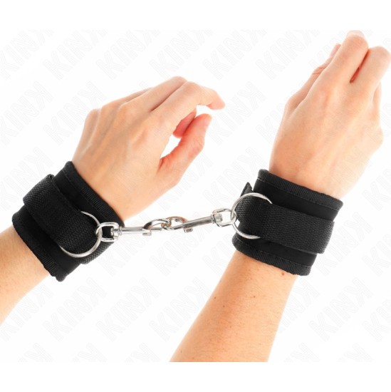 Kink Wrist Restraint KINK - NYLON BIND HOOK&LOOP WRIST RESTRAINTS BLACK MODEL 2 ADJUSTABLE 18-35 CM X 6 CM