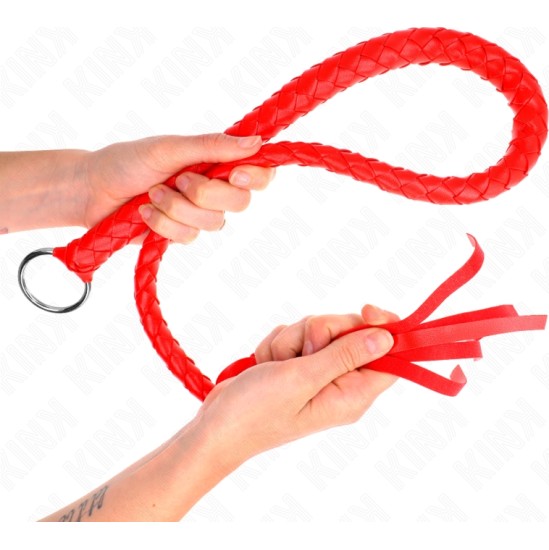 Kink Impact & Touch KINK - SNAKE WHIP WITH RED HAND RING 65 CM