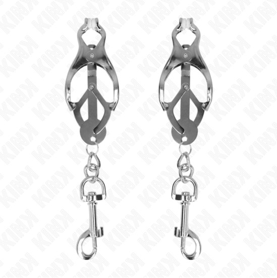 Kink Nipple Grip KINK - JAPANESE CLOVER NIPPLE CLAMPS WITH HOOKS SILVER