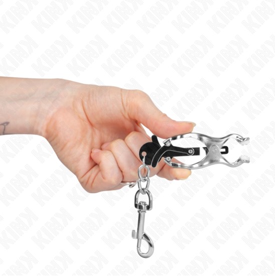 Kink Nipple Grip KINK - JAPANESE CLOVER NIPPLE CLAMPS WITH HOOKS SILVER