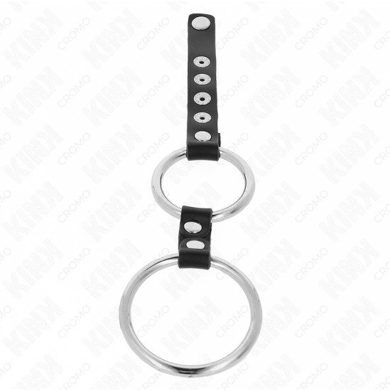 Kink Ring Power KINK - DOUBLE METAL PENIS RING 3.8 CM TO 5 CM CONNECTED WITH LEATHER