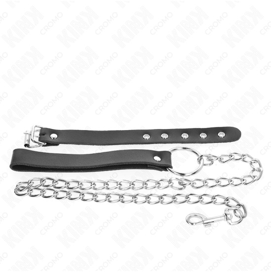 Kink Ring Power KINK - LEATHER PENIS RING WITH STRAP 21.5 X 2 CM AND METAL CHAIN 60 CM
