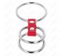 Kink Ring Power KINK - TRIPLE METAL PENIS RING 3.7 CM TO 5 CM CONNECTED WITH RED LEATHER