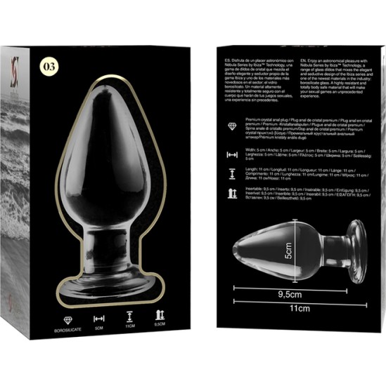 Nebula Series By Ibiza MODEL 3 ANAL PLUG BOROSILICATE GLASS TRANSPARENT 11 CM -O- 5 CM