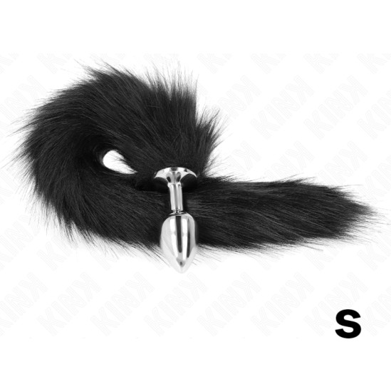 Kink Pleasure Plugs KINK - ANAL PLUG SIZE S 7 X 3 CM WITH SYNTHETIC TAIL 40 CM BLACK