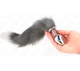 Kink Pleasure Plugs KINK - ANAL PLUG SIZE M 8 X 3.5 CM WITH SYNTHETIC TAIL 40 CM GREY AND WHITE