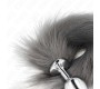 Kink Pleasure Plugs KINK - ANAL PLUG SIZE M 8 X 3.5 CM WITH SYNTHETIC TAIL 40 CM GREY AND WHITE
