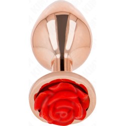 Kink Pleasure Plugs KINK - PINK GOLD ANAL PLUG WITH RED ROSE S