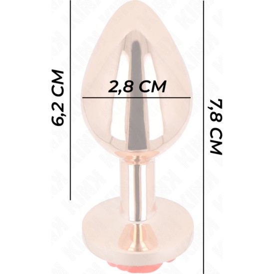 Kink Pleasure Plugs KINK - PINK GOLD ANAL PLUG WITH RED ROSE S