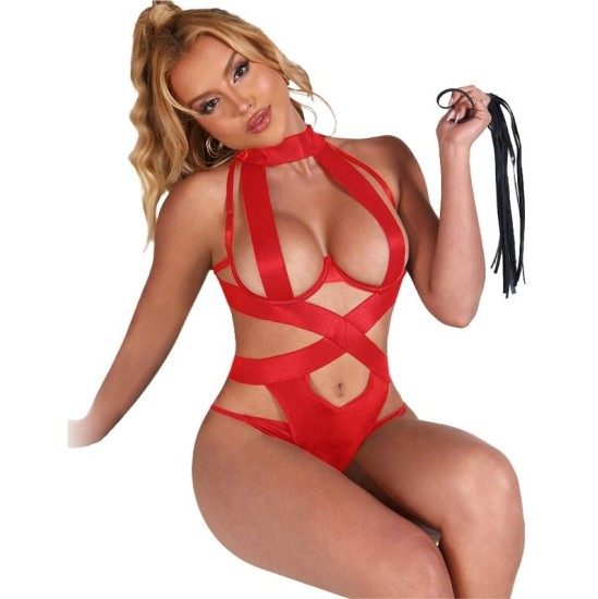 Subblime Bodies SUBBLIME - SEXY HALTER BODY WITH HARNESS RED L/XL