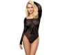 Subblime Bodies SUBBLIME - 952051 FISHNET BODY WITH LONG SLEEVES AND BARE SHOULDERS BLACK ONE SIZE